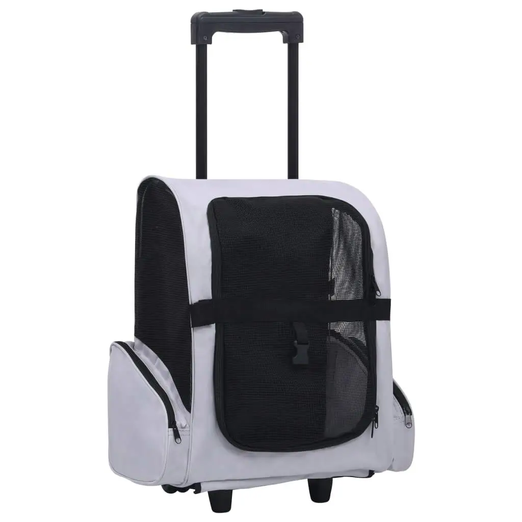 Gray Foldable Multi-Functional Pet Trolley - Portable Carrier for Dogs & Cats