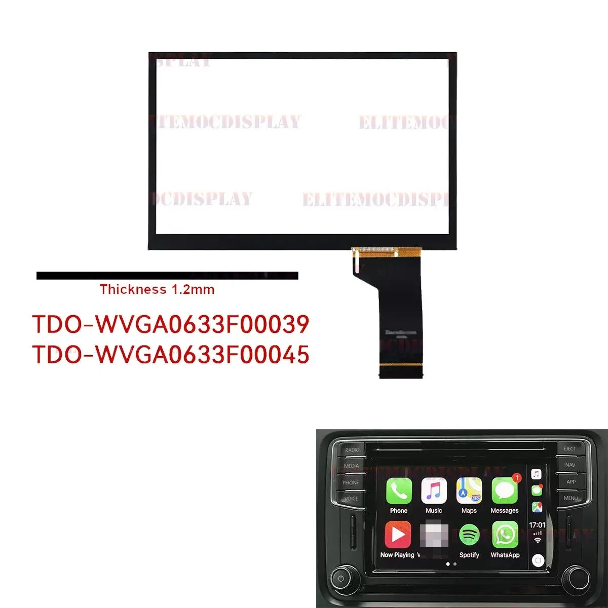 

5C0035680C LCD Display for VW TRANSPORTER T6 SDT HEAD UNIT SAT NAVI Touch Screen Digitizer