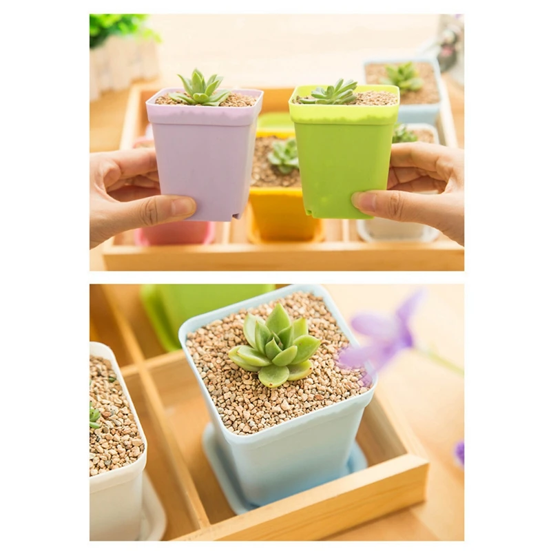 Мини-красочные цветочные горшки, пластиковые цветочные горшки, горшки для сочных цветов (случайные цвета)