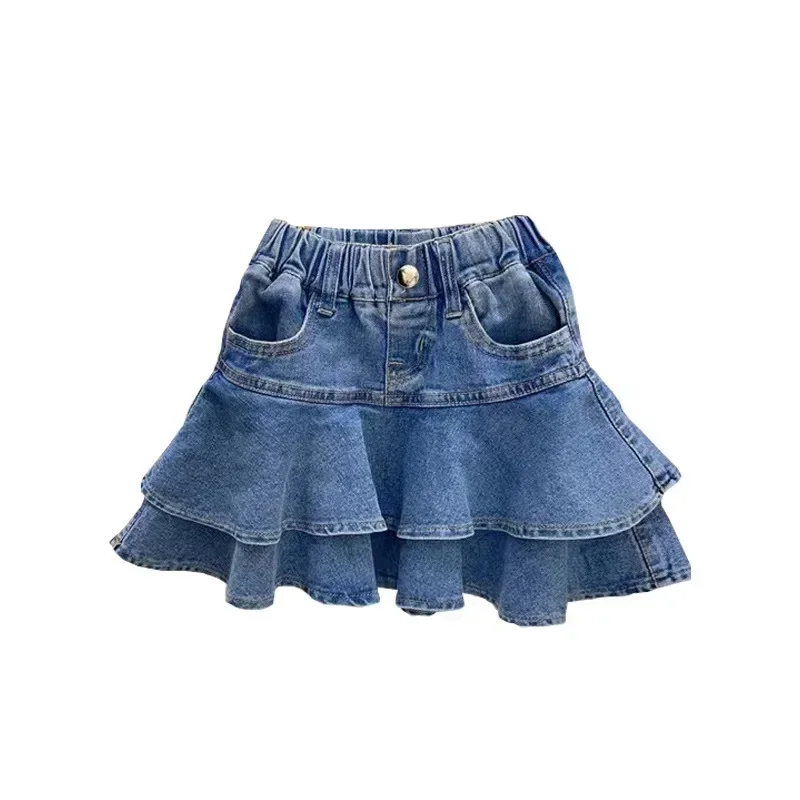 Mini-saia jeans azul meninas, roupa casual infantil, adolescente de 4 a 16 anos, verão, 2023