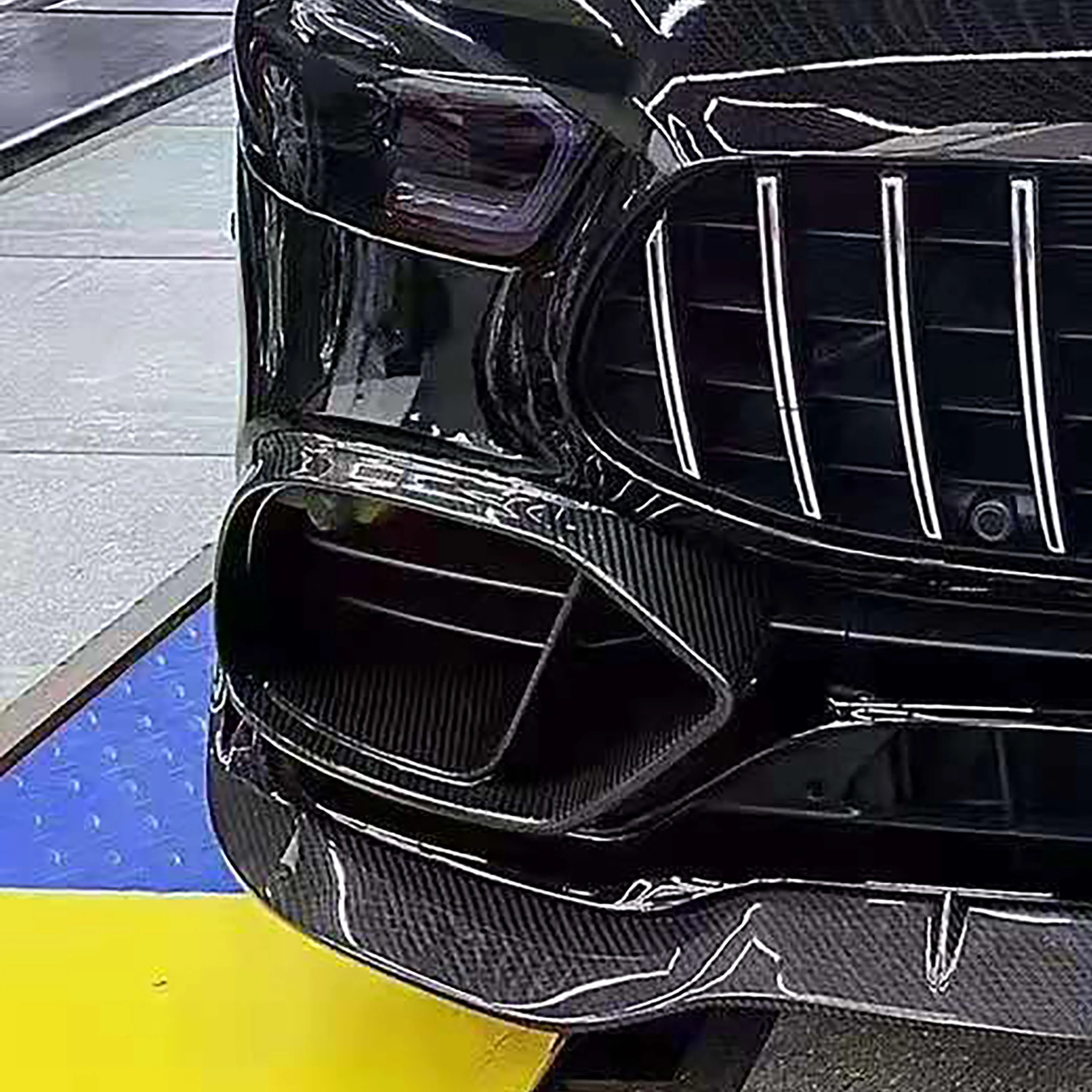 For Mercedes-Benz AMG GT50 GT53 2019 2020 Carbon Fiber Front Bumper Fog Light Air Vent Panel Cover ​Car Accessories Modification