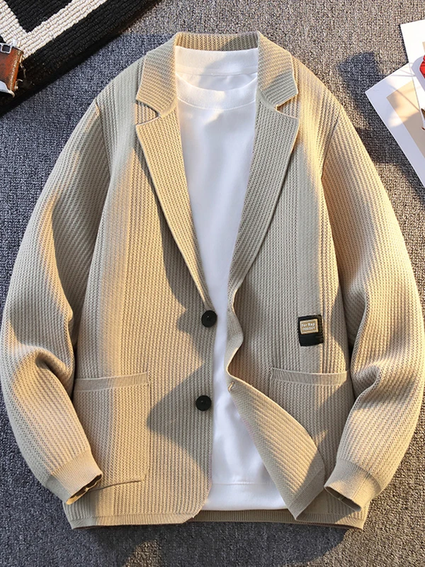 

Men's Casual Faionable Open Cardigan Jaet Spring Autumn New Loose Fit Leisure Sle Polyester Fiber 00% Long Sve