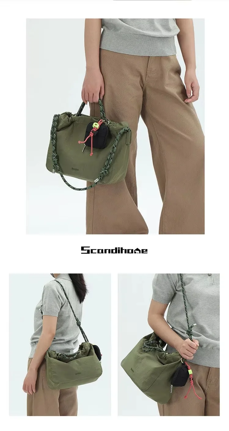 Große Kapazität, Kordelzug-Tragetasche, 9,5 l, leichte Nylon-Handtasche, wasserdichte Damen-Umhängetasche, mehrwegige Umhängetasche – Detail 18