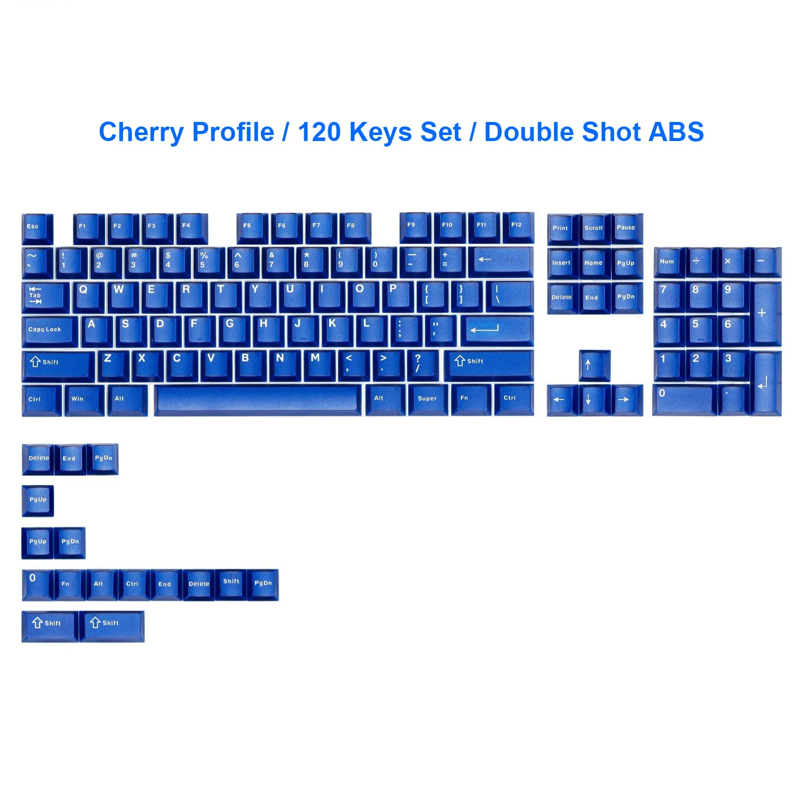 120-Tasten Double Shot ABS-Tastenkappen Cherry Profile Minimalistischer Stil Klein Blue Halbtransparente Tastenkappen für MX Switches Keyboard