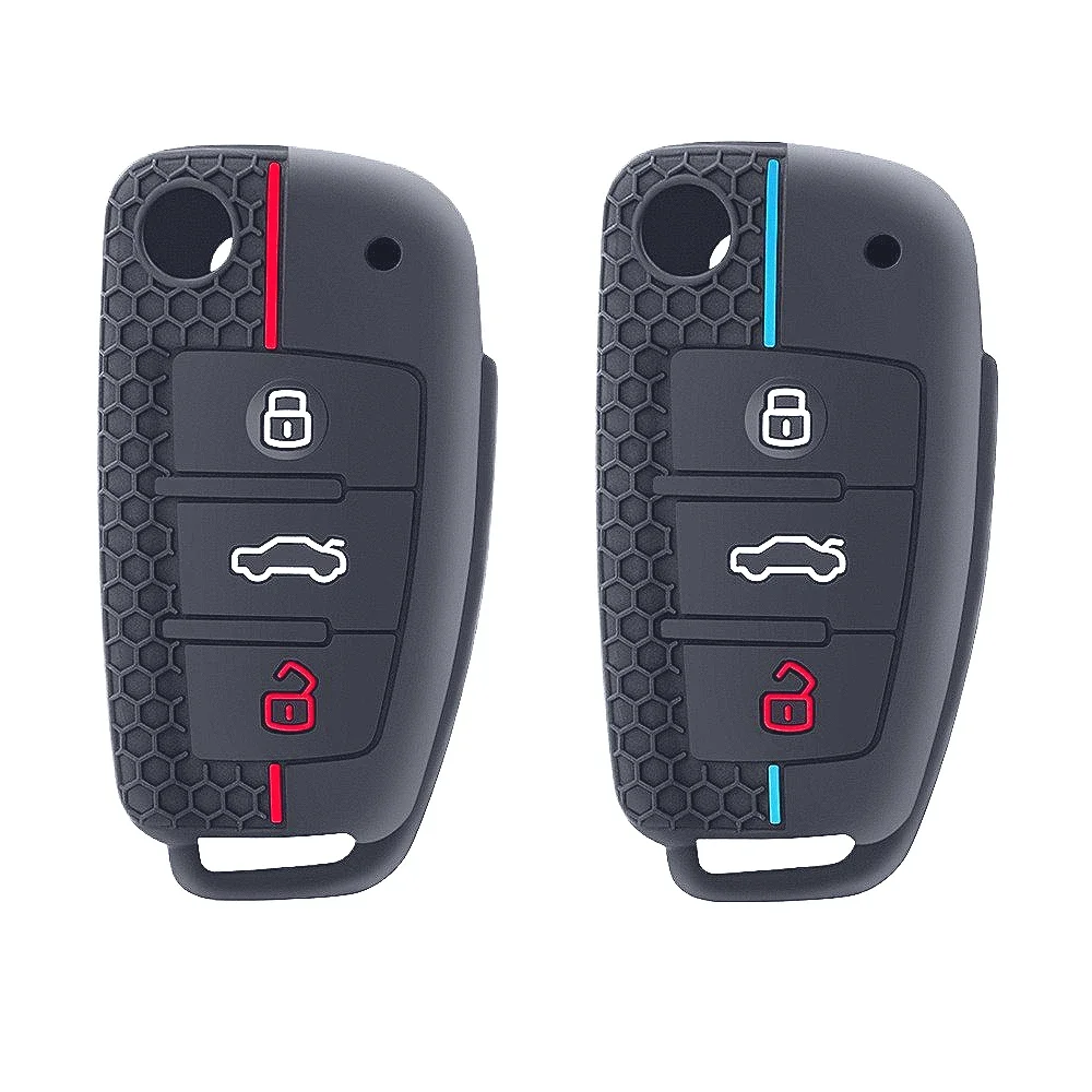 Silicone Key Case Cover Shell for Audi A4 B7 A6 C6 4f 8v A3 8p A1 A3 Accessories Auto Remote Key Holder 3 Button Jacket
