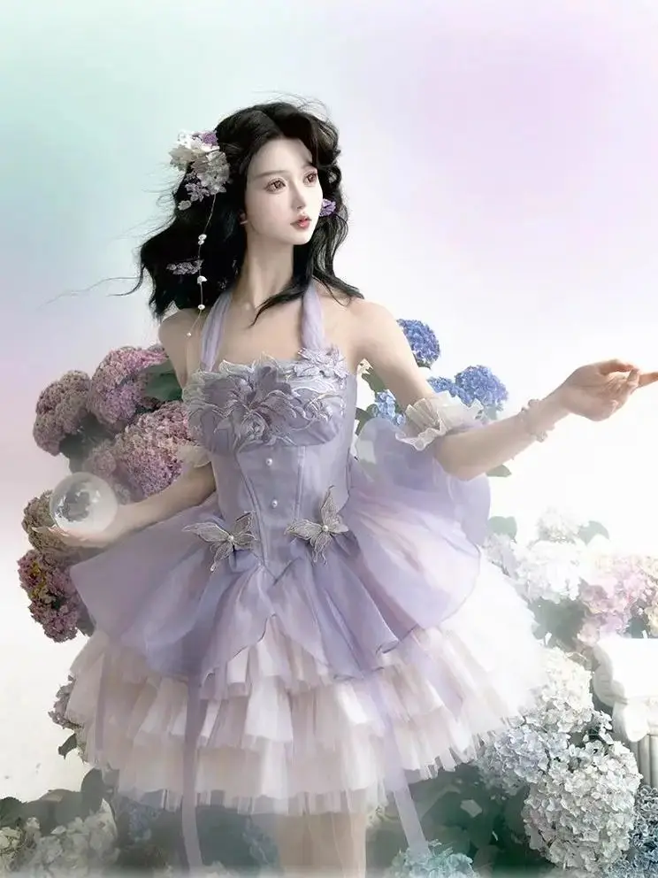 

Japan Cute Style Dress For Women Little Iris Lotus Lolita Skirt National Style