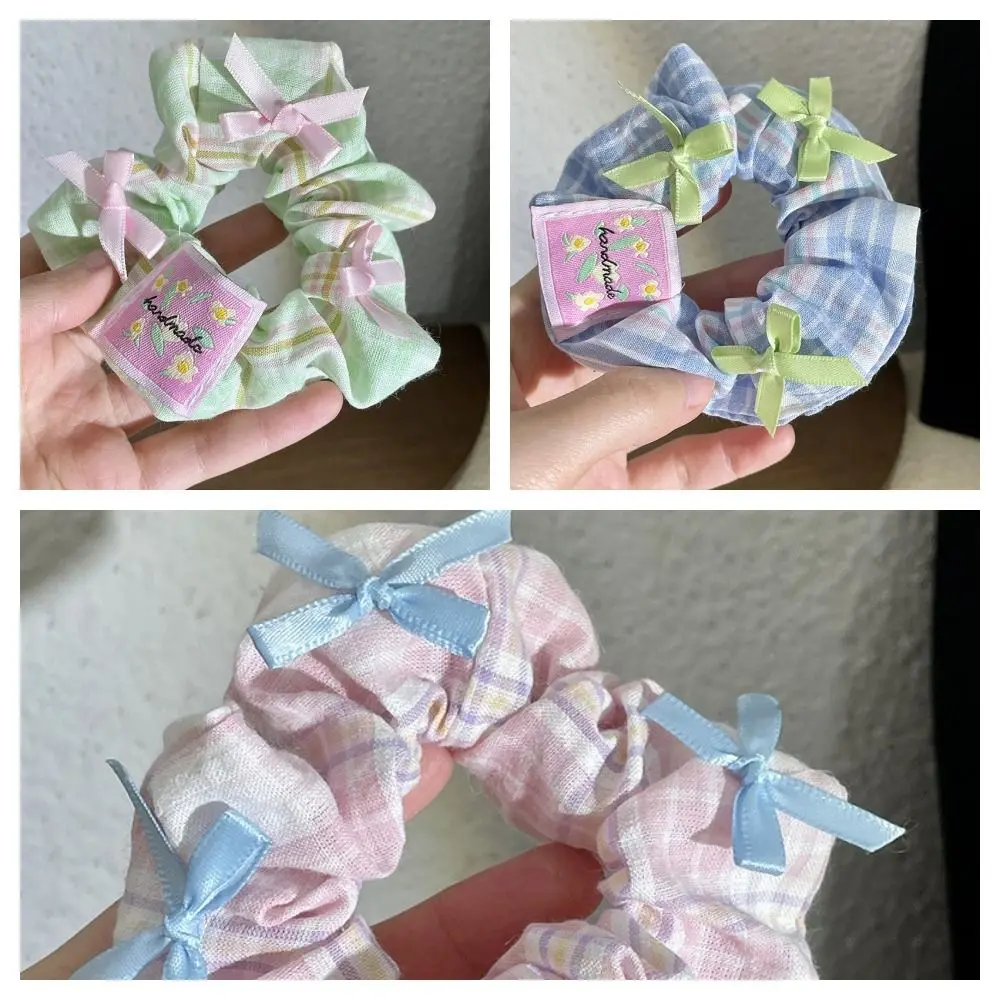 Corda de treliça doce coreana para mulheres, elástico de alta borracha, arco Scrunchies, anel de cabelo, cocar, moda