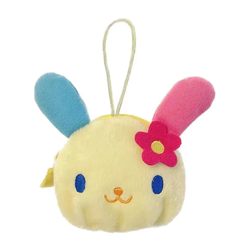 Cute Usahana Plush Coin Purse Wallet for Girls Kawaii Women Bag Keychains Bunny Head Face Mini Coin Pouch Storage Organizer Bag