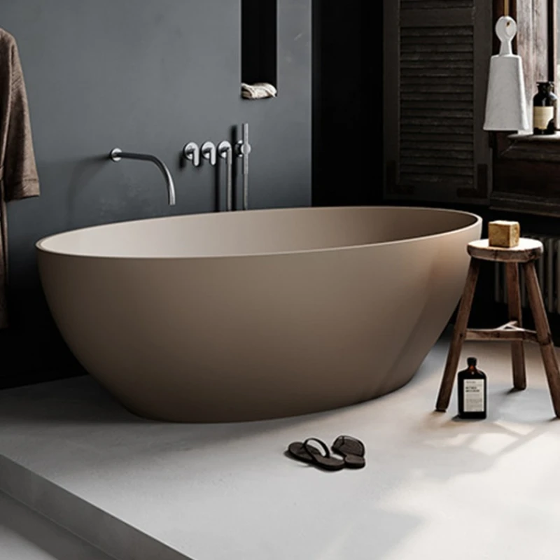 Artificial Qimei stone integrated household double bathtub Internet celebrity hotel B&B deep soaking couple bathtub