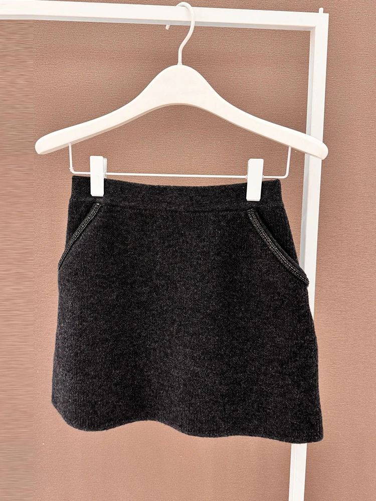 SP Home South Oil High End Women's Spring Diamond Embellied Hooded ort Knitted Cardigan Jaet Skirt Set Faionable Two-...