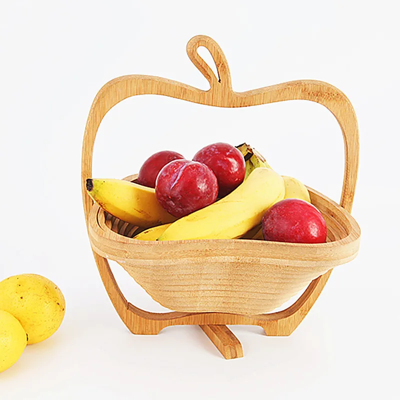 

Folding Fruit Tray Creative Bamboo Storage Rack Practical Home Vegetable Storage Basket Tripod Bowl Outdoor Camping Supplies