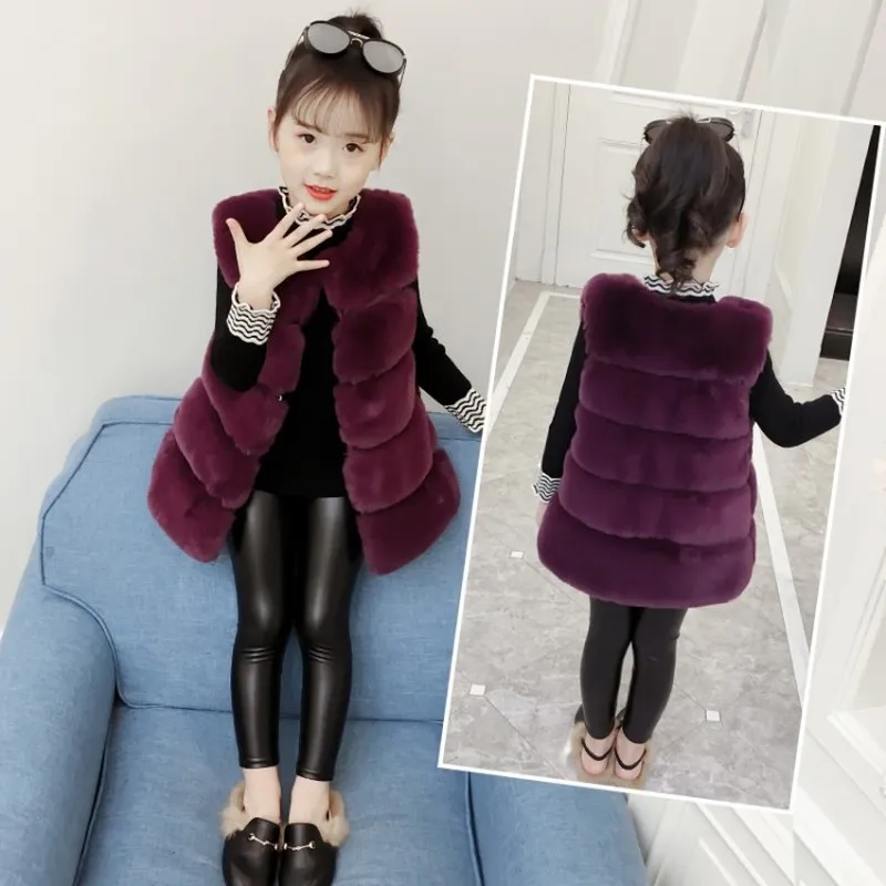 Kids Girls Faux Fur Vest Coats Winter Warm Waistcoat Sleeveless Children Fur Jacket Baby Girls Outwear Clothes