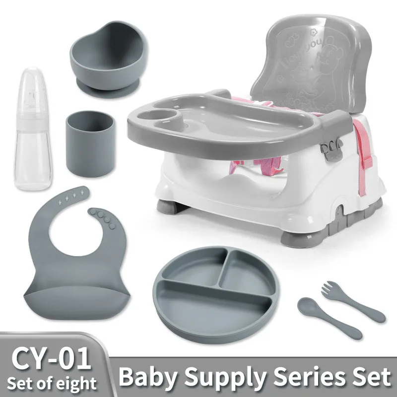 Baby Dining Set with Dining Chair 8-Piece Foldable Travel Convenient Portable Feeding Chair Durable Shock-Resistant for Babies