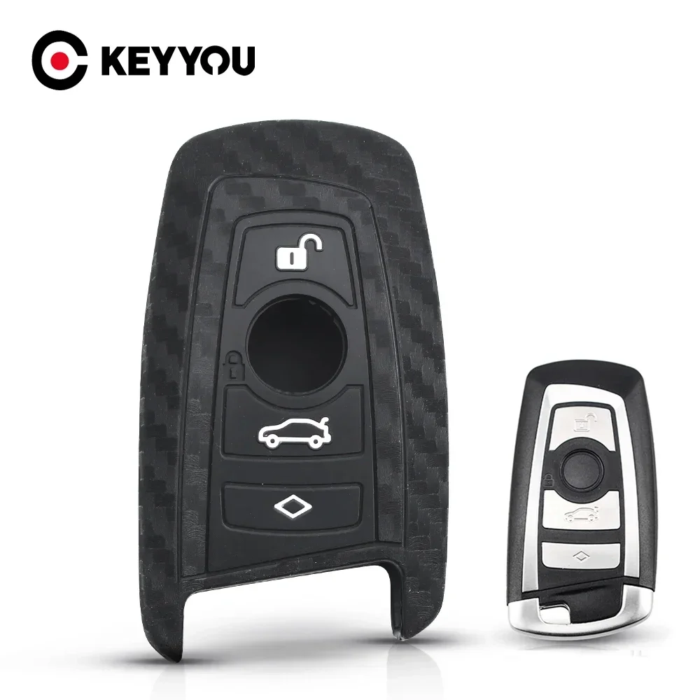 New Carbon Silicone Car Key Case For BMW 1 2 3 4 5 6 7 M Series X3 X4 F20 F22 F30 F31 F36 F10 F11 F07 F12 F01 Fob Cover