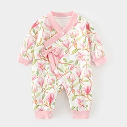 Baby Winter Jumpsuits Long Sleeve Floral Quilted Autumn Newborn Clothes 0-3 Months Baby Girl Romper