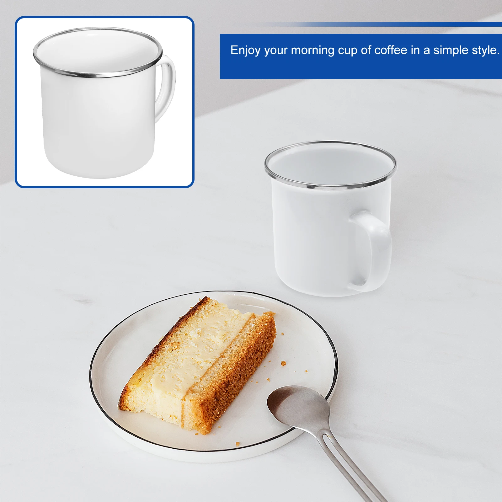 

1Pcs Retro Enamel Cup Premium Heat Resistant Drinking Mug Anti Skid Simple Design for Coffee Tea Juice Home Office Use