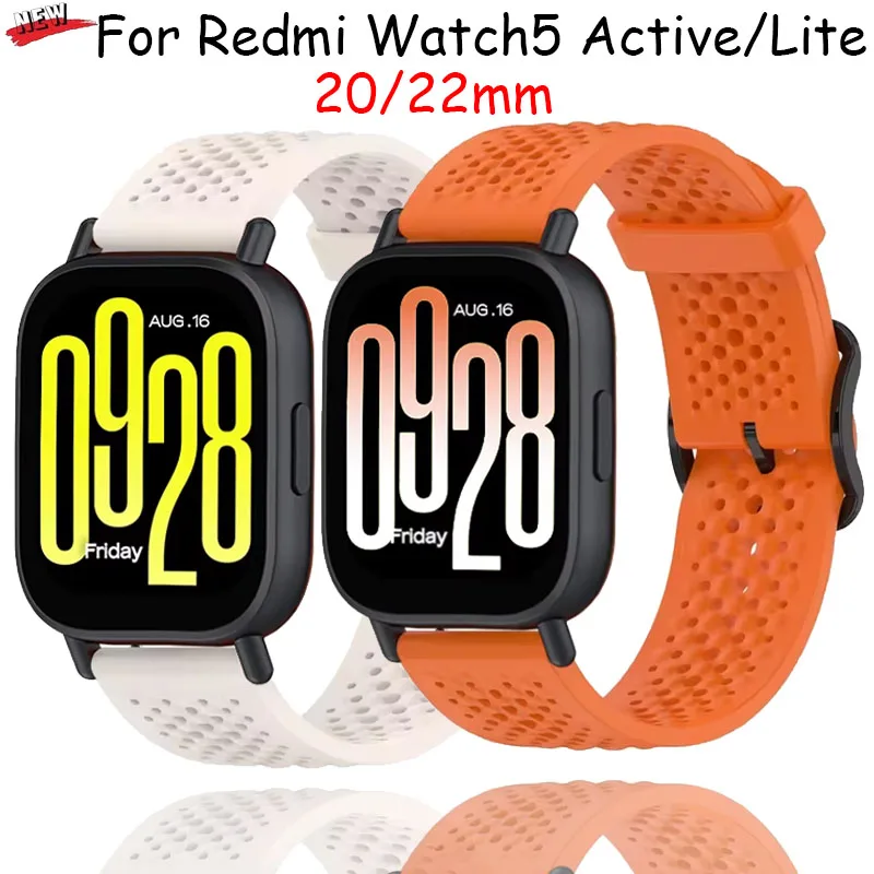 

20mm 22mm Silicone Strap for Redmi Watch 5 Active/Lite Sports Replacement Wristband Belt for Redmi Watch 5 Lite Band Accessories