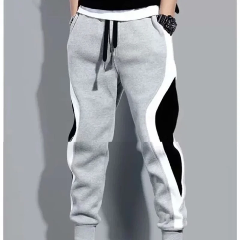 2024 Summer New Pencil Trousers Patchwork Elastic Drawstring Contrast Color Pockets Fashion Loose Casual Sweatpants Pants