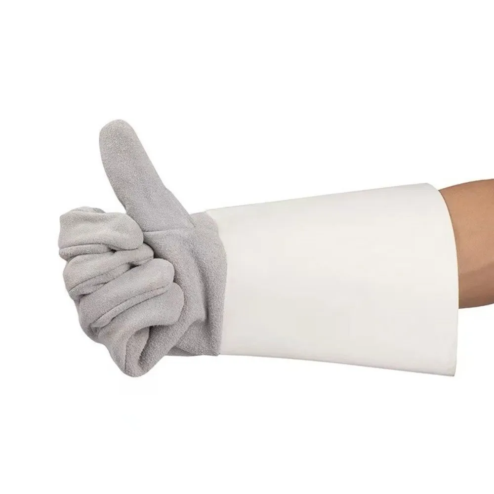 1 Pair Wear-Resistant Welding Gloves Heat Resistant Thorn Proof Leather Gloves Cut Resistant Thickened Gauntlet Gloves