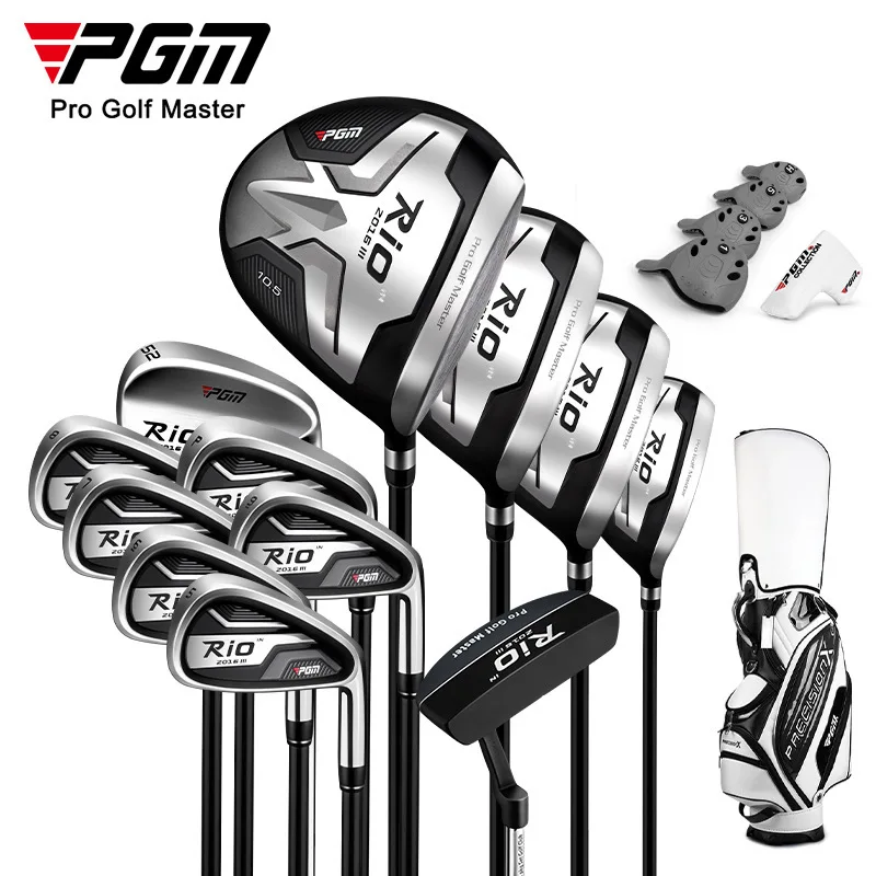 PGM RIO3 Men 12pcs Complete Golf Club Set With Golf Bag Titanium Driver For Male Golfer Swing Practice IndoorOutdoorGolfTraining