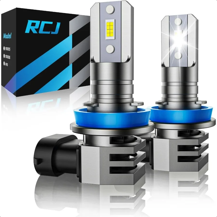 

RCJ H11 Лампы H8 H9 H16 Противотуманные фары 6000K Холодный белый с охлаждающим вентилятором PlugNPlay Упаковка из 2 шт.