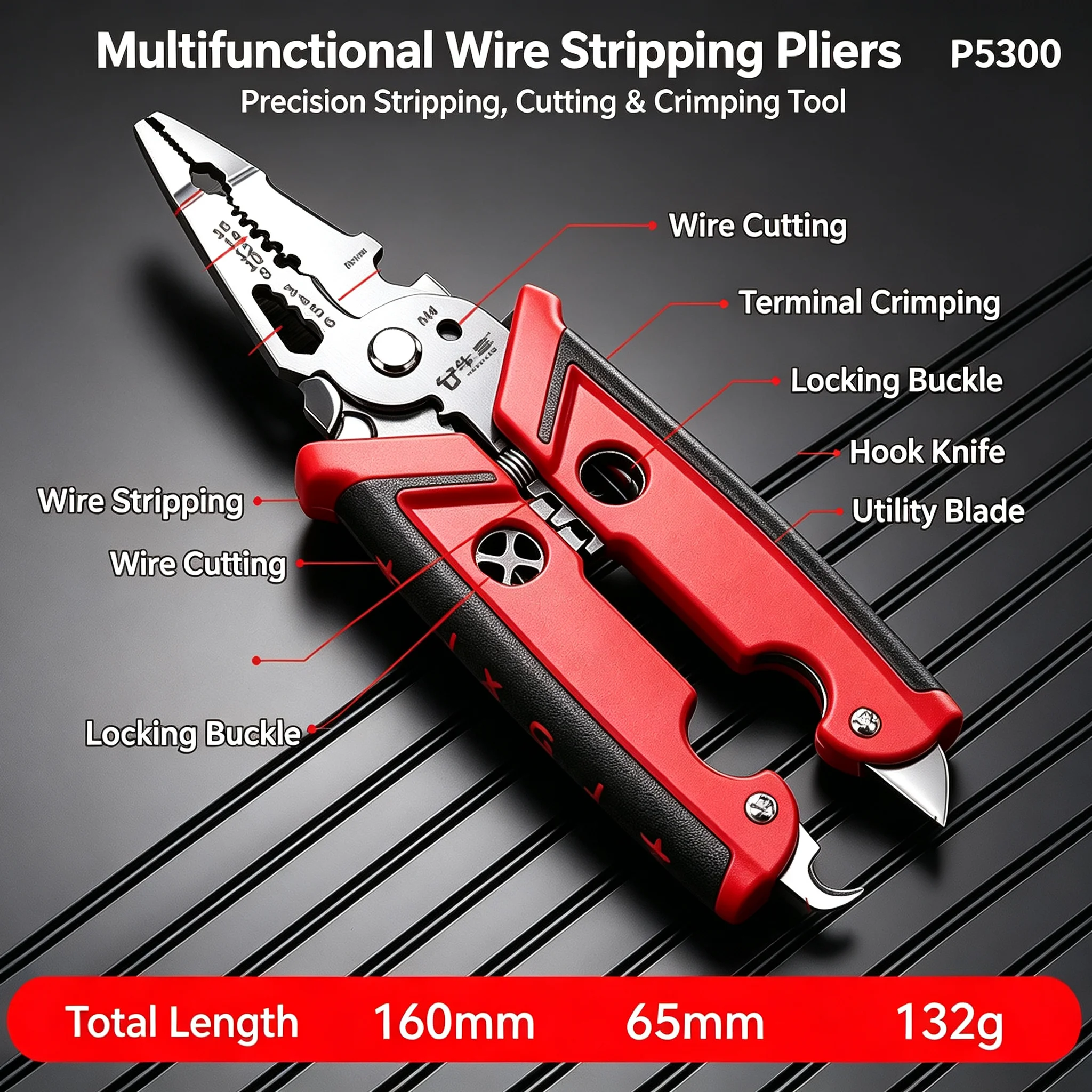 18 in 1 Electrician Pliers Multifunctional Wire Stripper Crimper Cutting Pliers Professional Electrical Repair Hand Tool
