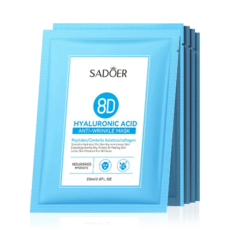 

10pcs SADOER 8D Hyaluronic Acid Face Mask for Facial Moisturizing Nourishing Firming Hydrating Facial Mask Face Skin Care