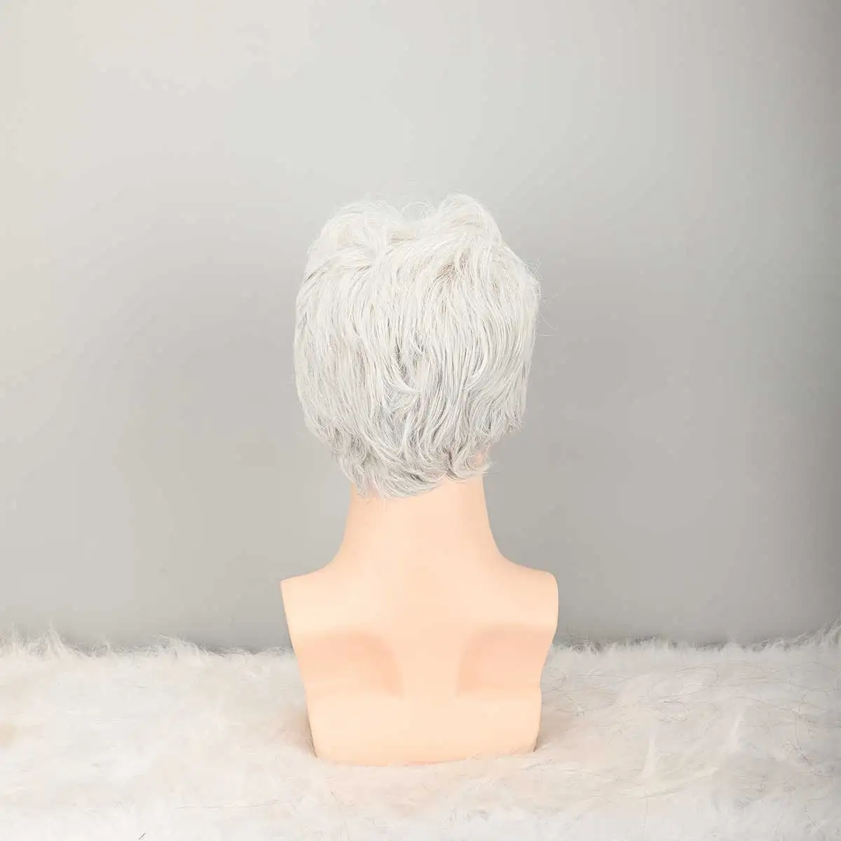 white Wigs Natural Fluffy Layered Synthetic Daily Halloween Wig