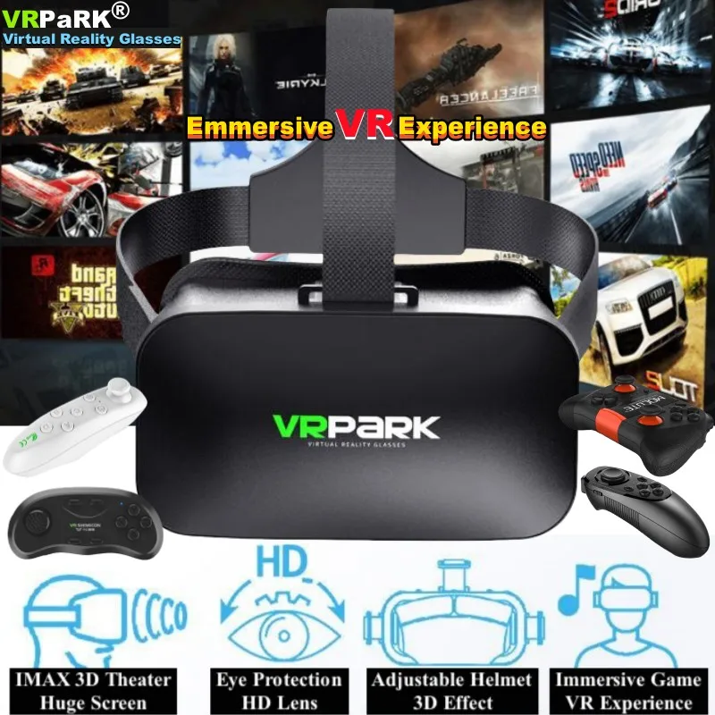 

Virtual Reality VR Glasses IMAX Huge Screen 3D Glasses Google Cardboard Box VR Headset Helmet for 4.7-6.7" Phone,Support Gamepad