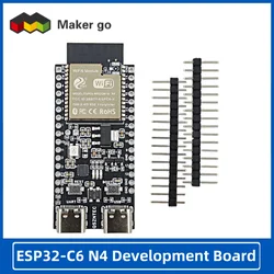 ESP32-C6 N4 Development Board ESP32-C6-DevKitC-1 4MB Flash WIFI6 BLE Zigbee Consumption Compatible ESP32-WROOM Series Module