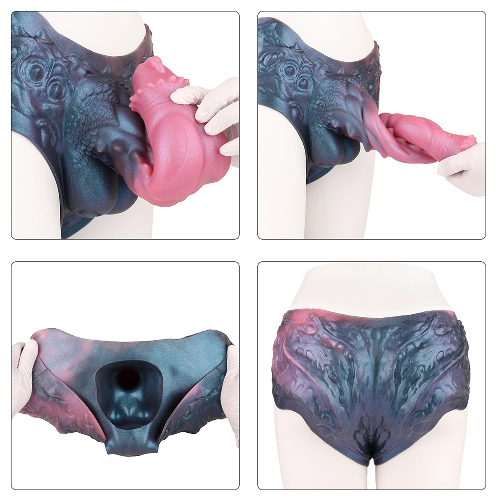 NNSX Realistic Textured Strapon Hollow Large Dildo High Waist Penis Sleeve Pants Reusable Condom For Men Enlargement Couple Sex