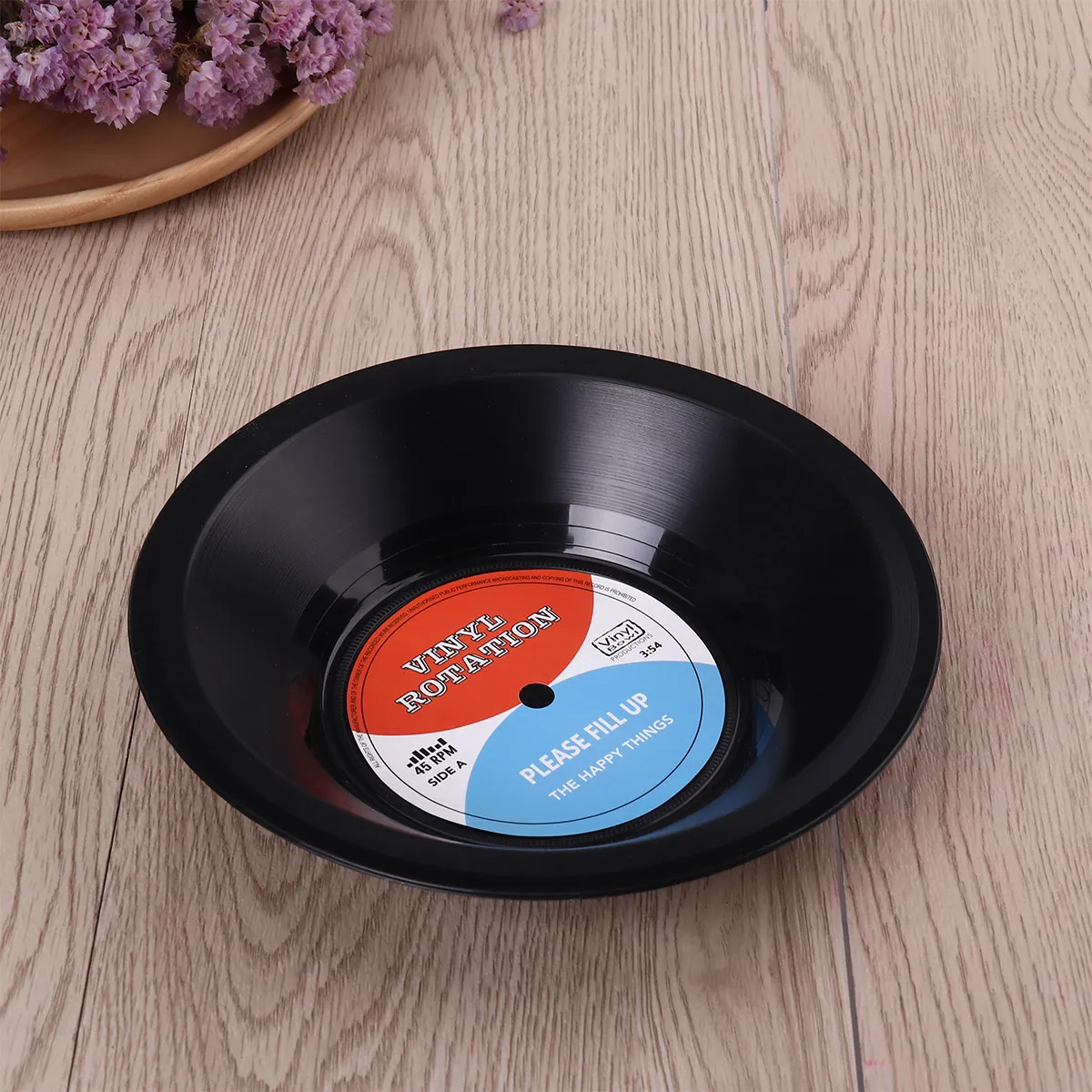Vinyl Record Fruit Bowl Retro Pattern Serving Dish Stylish Kitchen Dining Room Decor Gift for Music Lovers Retro Vinyl Bowl