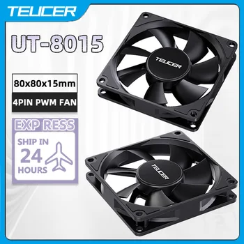 TEUCER 8015 ventilador con cubierta de computadora 80mm/92mm 4 pines PWM ventilador de refrigeración ultrafino de alto flujo de aire 1200-3000RPM ventilador de rodamiento FDB en cascada 1