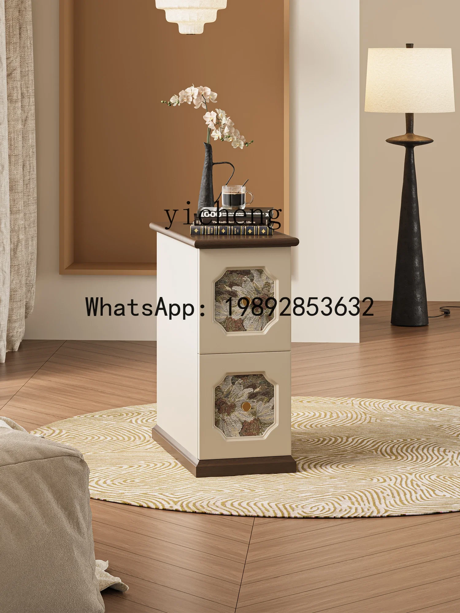 b2style solid wood printing bedside table niche bedroom bedside table narrow small locker
