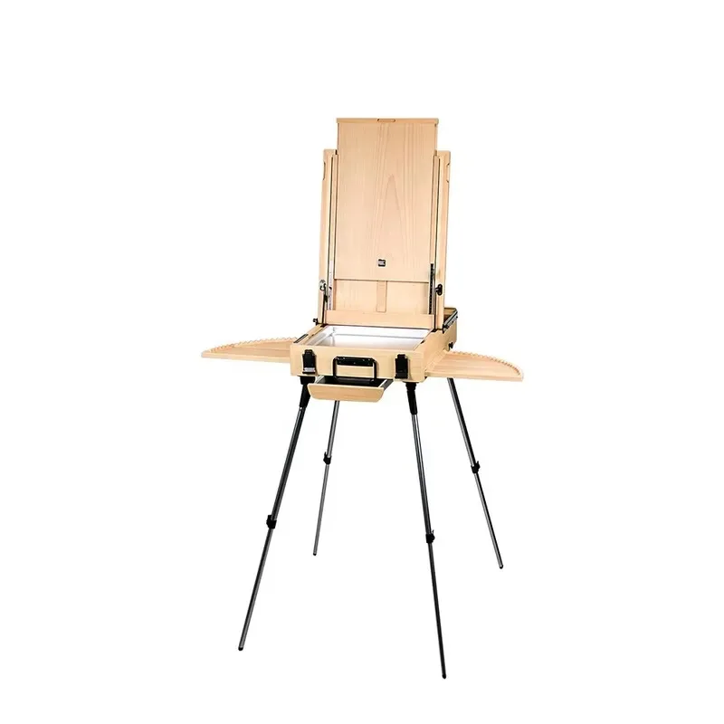 Luxury French Portable Four-legged Beech Wood Easel for Artist Painting