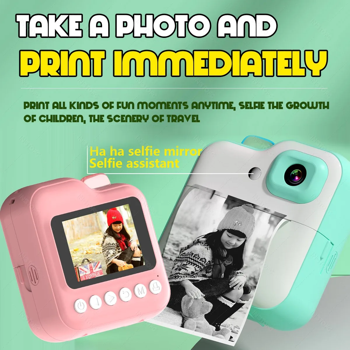 58mm Thermal Children Printer Kids Camera Instant Print Mini Digital Video 1080P HD Screen Outdoor Print Thermal Papers 32G