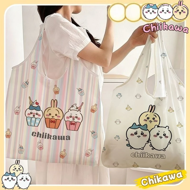 

Chiikawa Portable Shopping Bag Large Capacity Hachiware Usagi Supermarket Folding Eco-friendly Storage Bag Birthday Gift