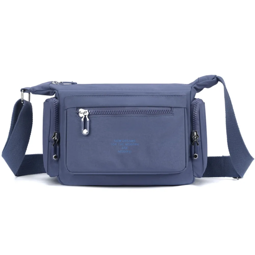

Portable Nylon Crossbody Bag Solid Color Lightweight Multipockets Shoulder Bag Fashionable Adjustable Strap Mobile Phone Bag
