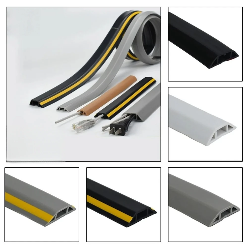 1pc 1mX4cm Floor Cord Cover Protector Overfloor Cord Protector Self-Adhesive Power Cable Protector Silicone Cord  Protect Wires