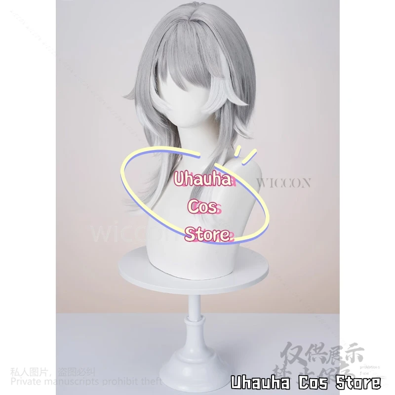 Anime Game Honkai Star Rail Cosplay Cipher Fashion Gray And White Synthetic Wig Highlights Jirai Kei Girls Wigs Cos Customized
