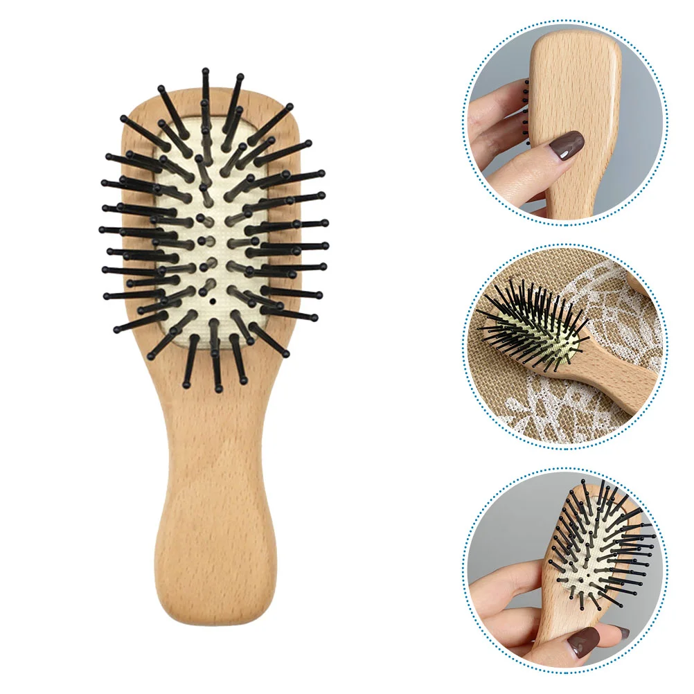 

Comb Wood Hair Brush Pocket Small Detangler Detangling Kids Shampoo