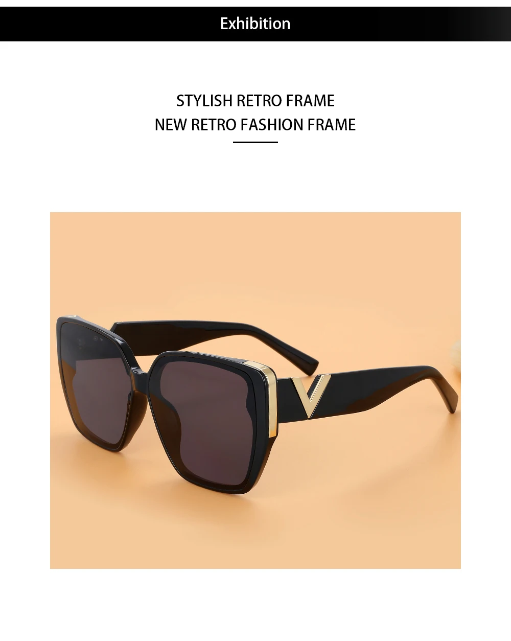 55996 Luxus Marke V-förmige Sonnenbrille Frauen Spiegel Retro Sonnenbrille für Damen Luxus Vintage Shades Weibliche Schwarz Oculos – Detail 6