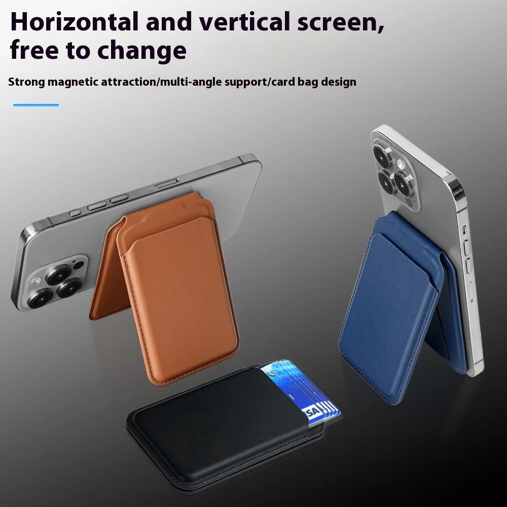 2 In 1 For MagSafe Magnetic Wallet Stand Leather Magnetic Card Holder Wallet For iPhone 17 18 16 15 14 13 With Adjustable Holder