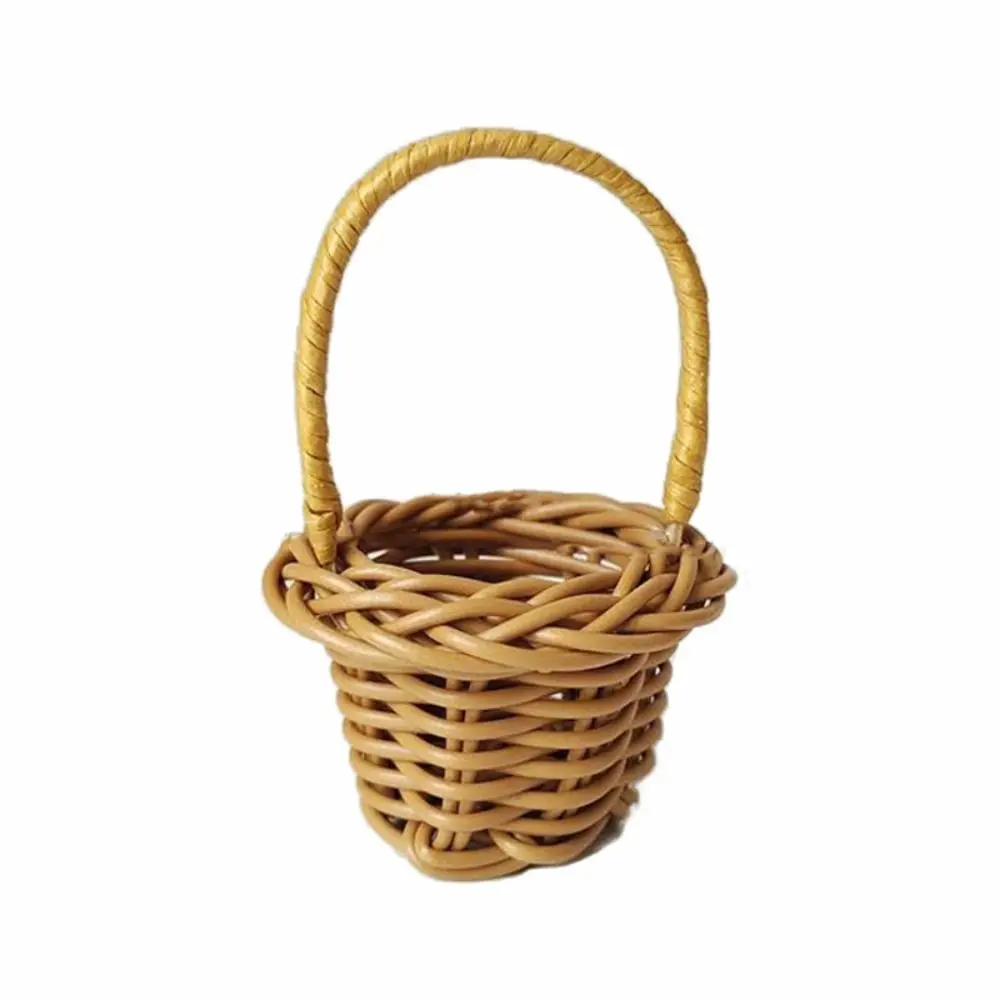 1Pc Mini Braid Flower Baskets with Handle Party Supplies Handheld Baskets Flower Arrangement Basket Wedding Ornaments  ﻿