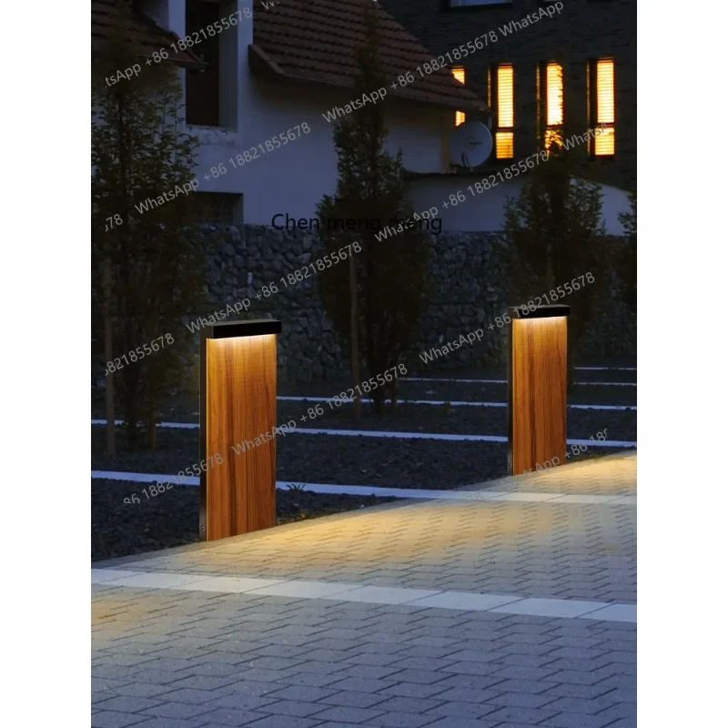 Outdoor solar lawn light waterproof courtyard aisle light outdoor modern simple villa garden wood grain grass light