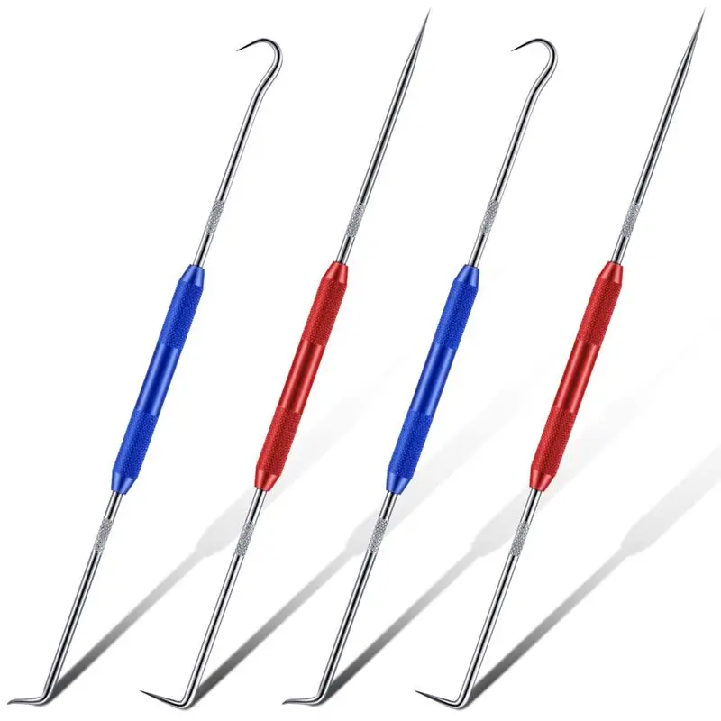A77K Double Pointed Scriber, Metal Scribe Tool Hook and Pick Tool Set Straight 45 Degree 90 Degree Tip Marking Tool 4 Pieces