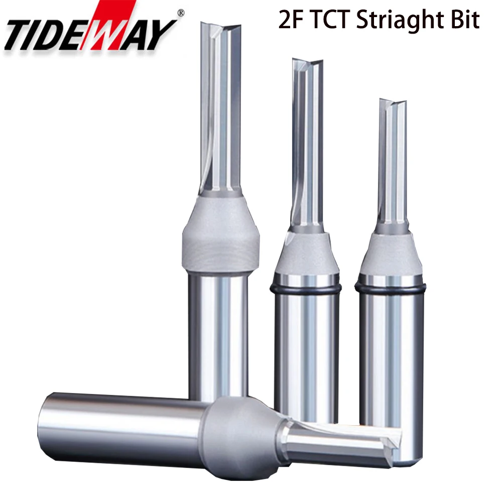 Tideway Flautas Shank Tct em Linha Reta Roteador Bits Carboneto Fresa Carpintaria Corte de Madeira Gravura Cnc Ferramenta End Mill