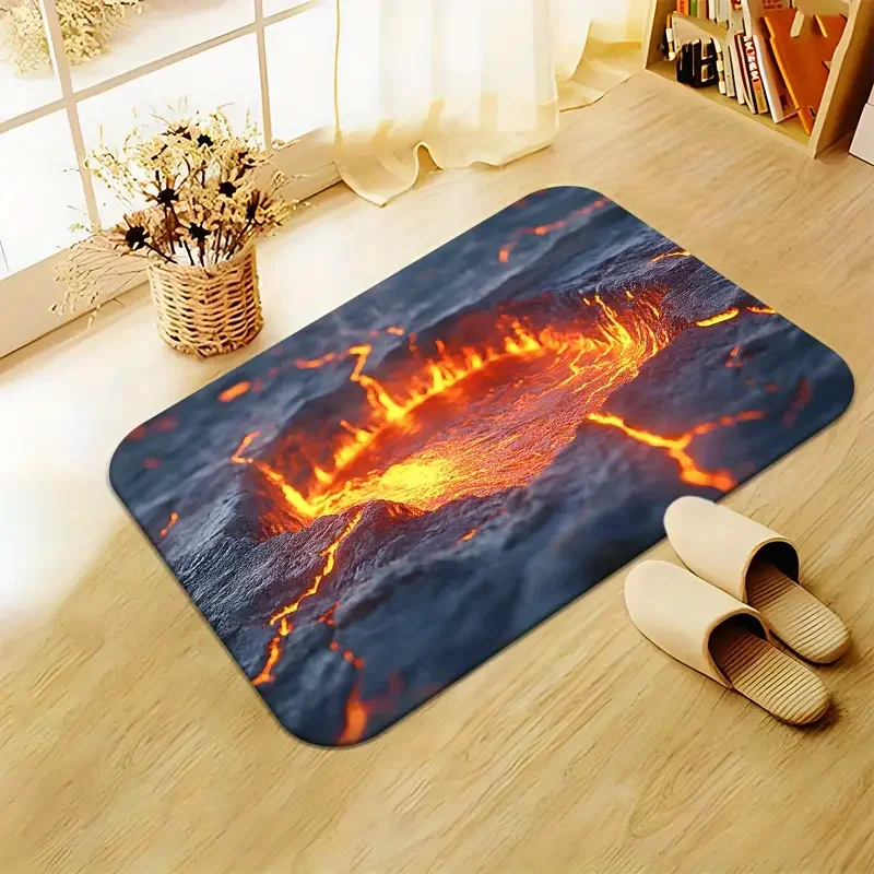 Hot Magma Crack Volcano Door Mat Lava Printed Decor Floor Rug Pattern Entrance Carpet Indoor Outdoor Porch Entryway