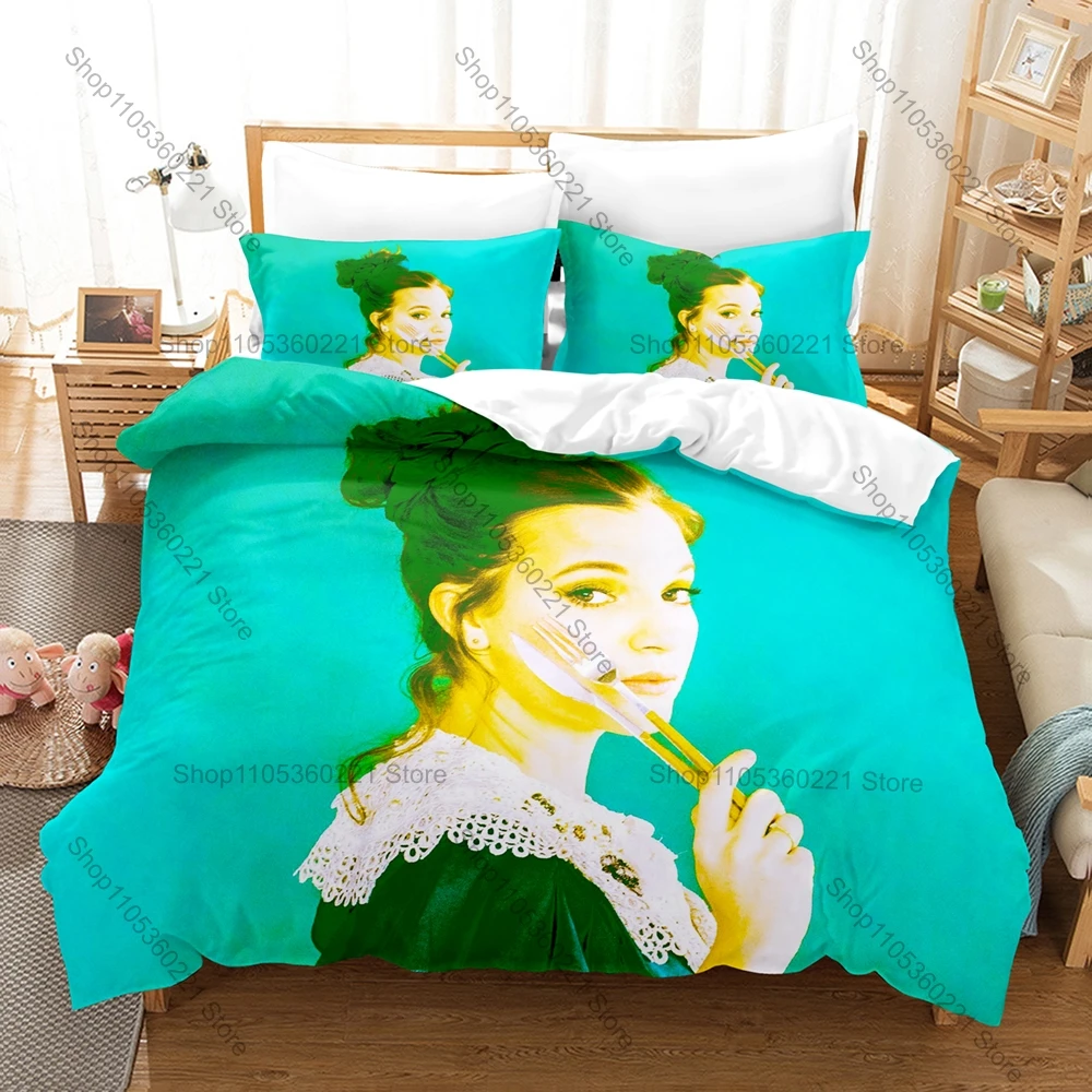 Cool Polish Female Singer 3PCS Bed Set Sanah Vivid Photo Print Cozy All Season Bedding Indie Pop Star Pattern Comfort Bed Linen