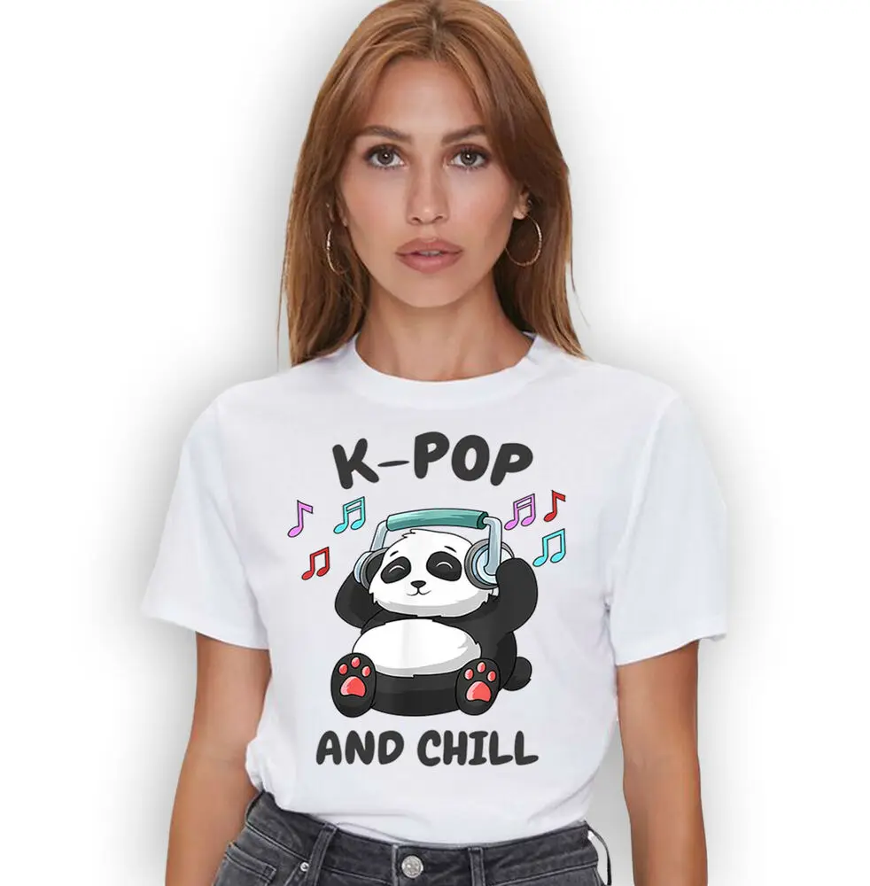 K-Pop Lovers T-shirt, K-Pop And Chill Korean Panda Tee, Korean Culture Shirt For Men Clothing Women Short Sleeve Tees